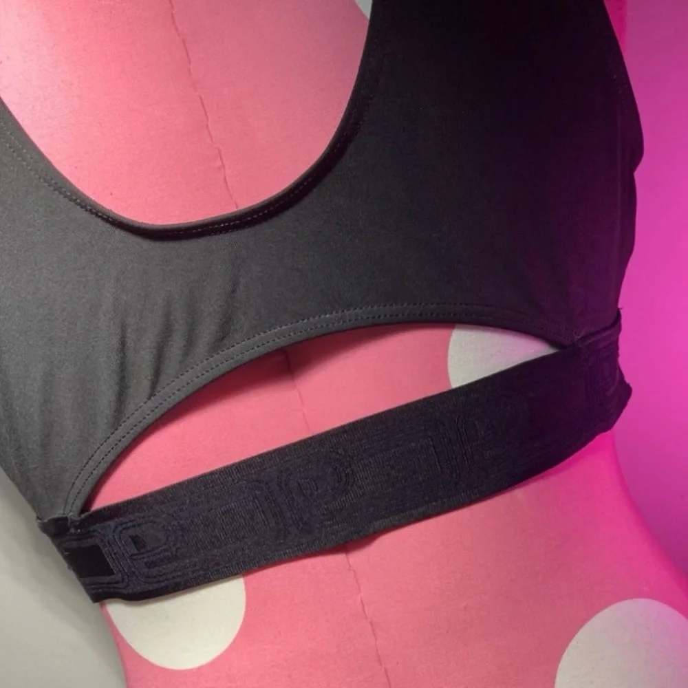 Victoria’s Secret Pink Ultimate Square-Neck Sports Bra Black Sparkle Size Large - Picture 9 of 17